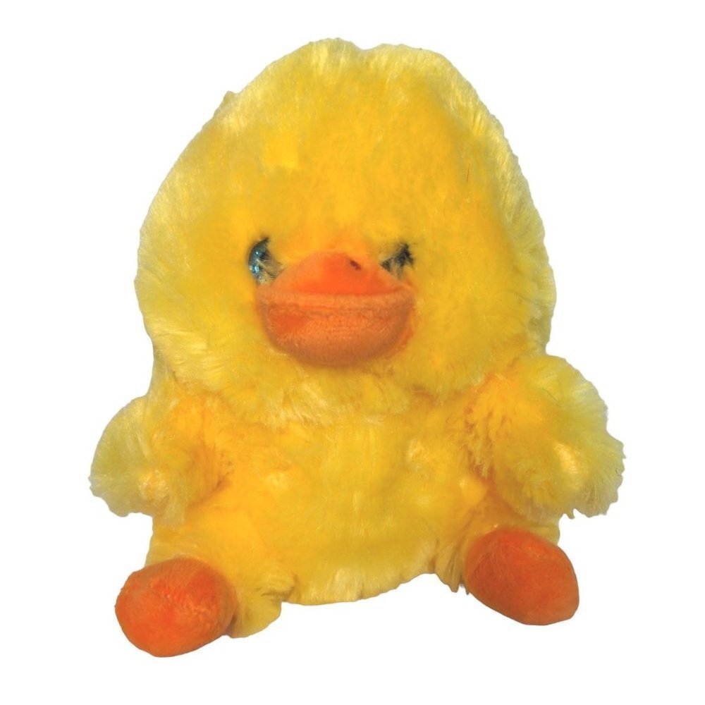 Nanco Yellow Duck Plush Blue Glitter Eyes 7.5 Inch
